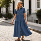 👗Fustă lungă din denim în stil retro pentru femei