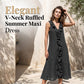 Women's V-Neck Ruffled Sleeveless Dress