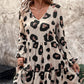 Rochie fluidă pentru femei, cu imprimeu leopard și decolteu în V