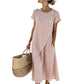 Women’s Summer Round Neck Elegant Solid Color Dress
