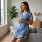 Rochie pentru femei cu decolteu în V, imprimeu denim