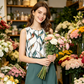 Set de top cu imprimeu floral pentru femei și pantaloni cu talie largă