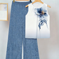 Set de top cu imprimeu floral pentru femei și pantaloni cu talie largă