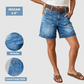 🩳 Șorturi Denim Bermuda pentru Femei, Talie Medie, cu Buzunare