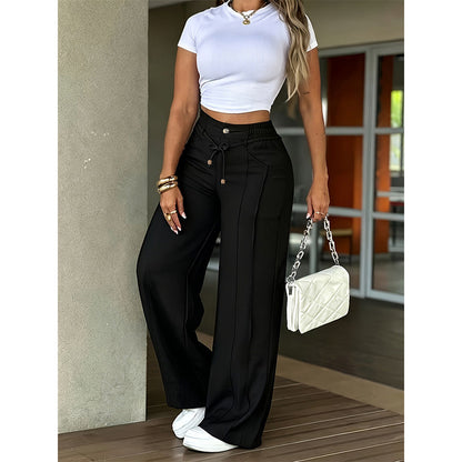 🎉 Pantaloni drepți cu talie înaltă – Elegant ✨