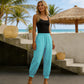 👖 Pantaloni casual pentru femei, culoare uni, cu manșetă la gleznă