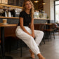 👖 Pantaloni casual pentru femei, culoare uni, cu manșetă la gleznă