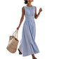 👗 Rochie Maxi Casual cu Dungi, Fără Mâneci pentru Femei 🎀👗
