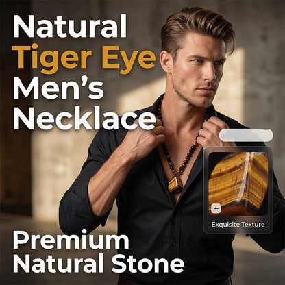 ✨ 👕 🦁 Colier din ochi de tigru natural — bijuterie la modă, realizată din piatră prețioasă cu energie vindecătoare