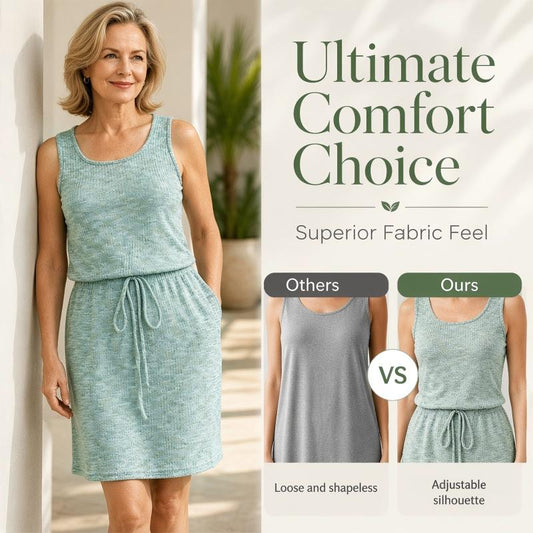 👗 👗 Rochie pentru femei cu decolteu pătrat, fără mâneci, cu talie șnuruită