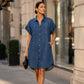 👖✨ Rochie de Cămașă din Denim Lejeră – Stil Casual Autentic pentru Femeia în Mișcare 👋
