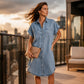 👖✨ Rochie de Cămașă din Denim Lejeră – Stil Casual Autentic pentru Femeia în Mișcare 👋