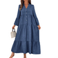 ✨ Rochie midi în linie A din material texturat, culoare uni