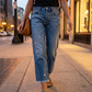 👖 Blugi pentru femei, retro, cropped, cu croială dreaptă