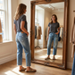 👖 Blugi pentru femei, retro, cropped, cu croială dreaptă