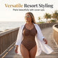 🎞️ 👙✨ Costum de Baie Întreg Plus Size cu Buline, Plasă & Tummy Control – Retro Vintage, 2 Culori, Mărimi 0XL-4XL 🌊💋