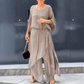 ✨ 👖 Set din 2 Piese Chiffon cu Top Lejer și Pantaloni Evazați cu Croială Laterală