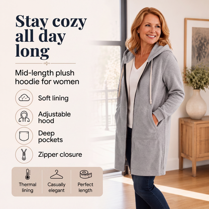 🔥✨Women's Casual Zip up Fleece Hoodies Tunic Sweatshirt