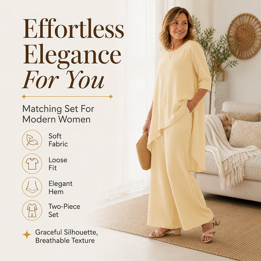 👖 Set de top asimetric elegant pentru femei și pantaloni cu picior larg