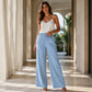 👕 Pantaloni casual pentru femei, cu șnur și picior larg