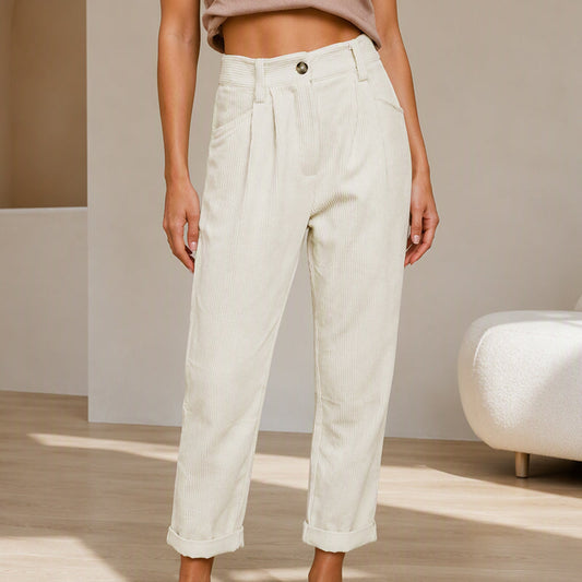 👖 Pantaloni pentru femei, croială lejeră, talie înaltă