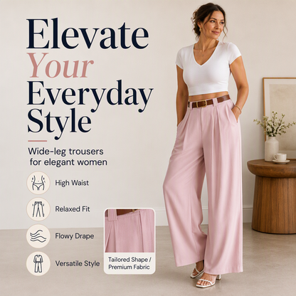 👖 Pantaloni eleganți pentru femei, cu talie înaltă și croială evazată, tip costum