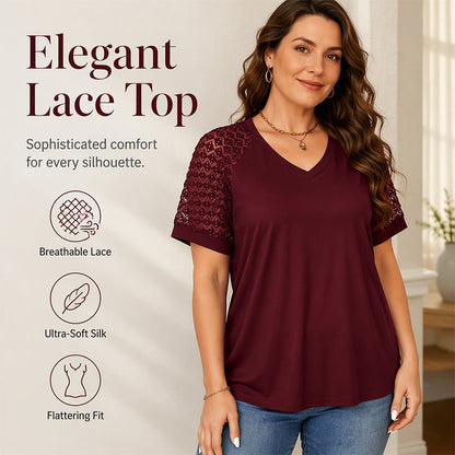 Women's Elegant Lace Patchwork V-Neck Top