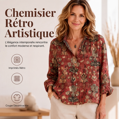 Chemise décontractée imprimée vintage pour femme