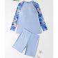 🩳 Costum de baie pentru femei, marimi mari, cu maneca lunga si pantaloni scurti