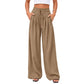 👖 Pantaloni Casual Fluizi cu Pliseuri, Cu Picior Larg, pentru Femei