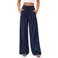 👖 Pantaloni Casual Fluizi cu Pliseuri, Cu Picior Larg, pentru Femei