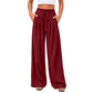 👖 Pantaloni Casual Fluizi cu Pliseuri, Cu Picior Larg, pentru Femei