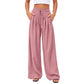 👖 Pantaloni Casual Fluizi cu Pliseuri, Cu Picior Larg, pentru Femei