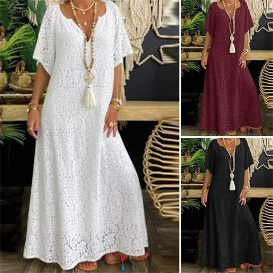 👗 Rochie elegantă de damă cu decolteu în V și dantelă