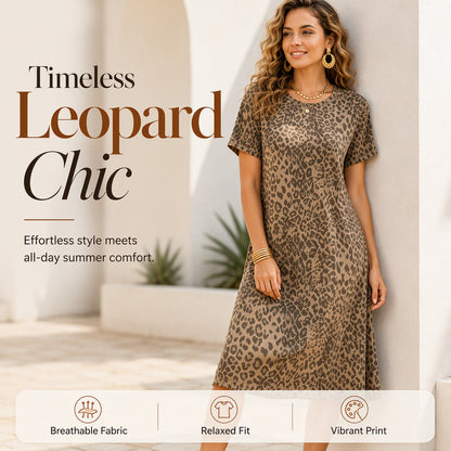 👗 Rochia casual pentru femei cu imprimeu leopard