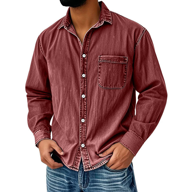 ⏰Last Day Sale 50% Off 💃 Men's Retro Washed Denim Shirt