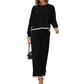 ✨ ✨👗Costum feminin casual cu pulover cu guler rotund și pantaloni largi