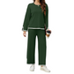 ✨ ✨👗Costum feminin casual cu pulover cu guler rotund și pantaloni largi