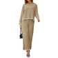 ✨ ✨👗Costum feminin casual cu pulover cu guler rotund și pantaloni largi