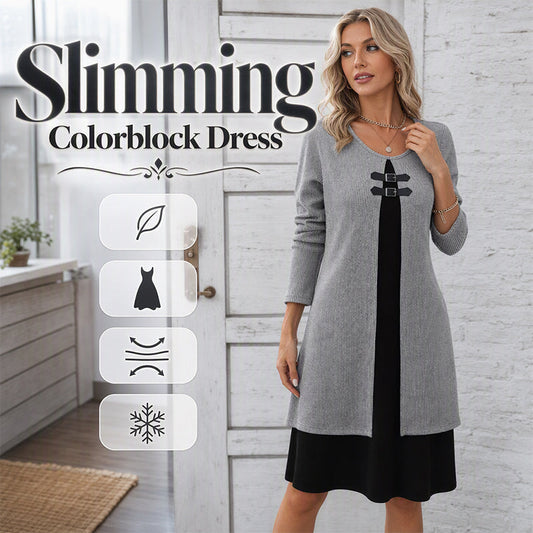 👗 ⌛Ofertă pe timp limitat - Rochie de damă casual, tricotată cu nervuri, cu mâneci lungi