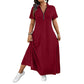 👗 Rochii Maxi pentru Femei, Casual, Culoare Uni, cu Fermoar