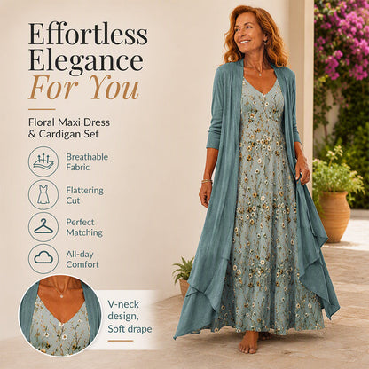 👗 Rochiță tip camisolă cu imprimeu floral pentru femei și set cu cardigan
