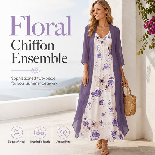 👗 Rochiță maxi boho cu imprimeu floral pentru femei și set de acoperire