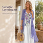 👗 Rochiță maxi boho cu imprimeu floral pentru femei și set de acoperire