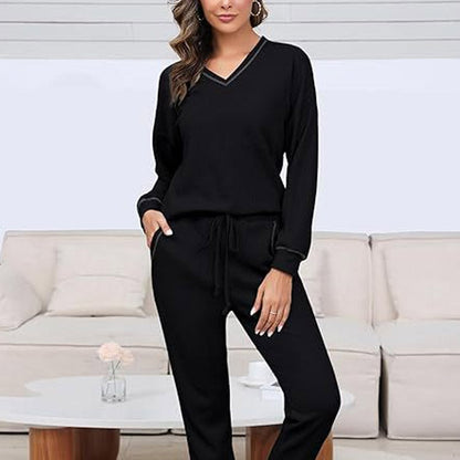 ✨ ✨ Pijama damă cu decolteu în V și textură waffle