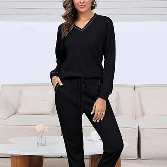 ✨ ✨ Pijama damă cu decolteu în V și textură waffle
