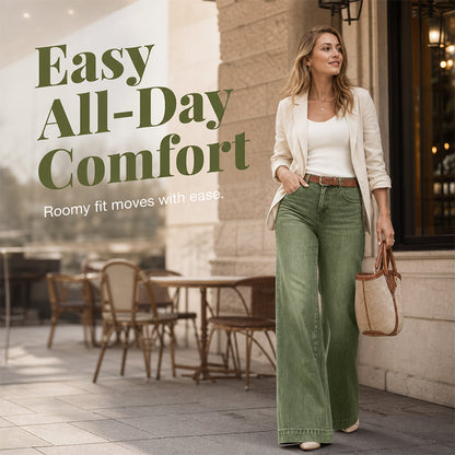 ✨ Flattering Denim Style | Women's Vintage-Wash High-Rise Wide-Leg Jeans