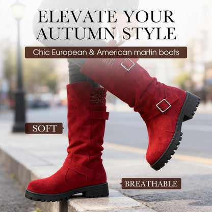 👢 Cizme de damă, tip slouchy, până la jumătatea gambei