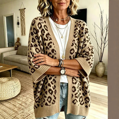 ✨ Cardigan Tricotat pentru Femei, Model Leopard, Elegant