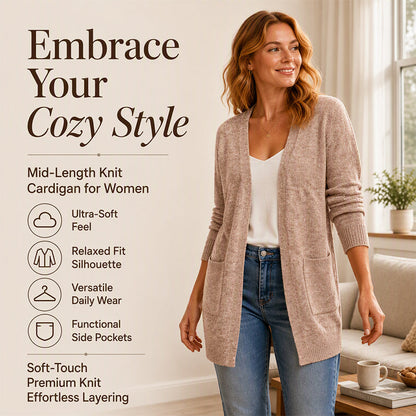 ✨ Cardigan tricotat casual pentru femei, cu deschidere în față